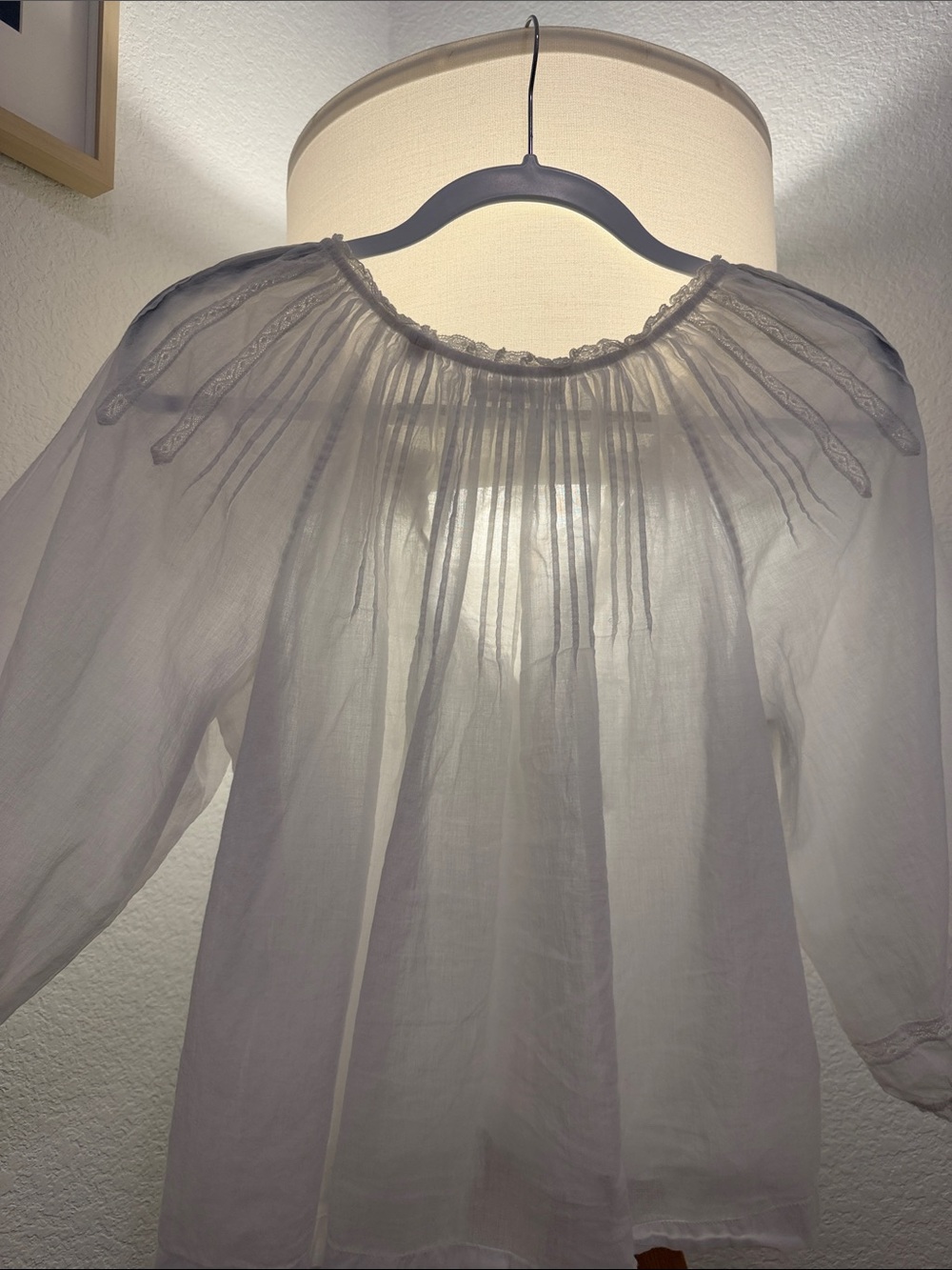 DOEN Abigail Top Women's White Lace-Trim Peasant Blouse - Picture 6 of 9
